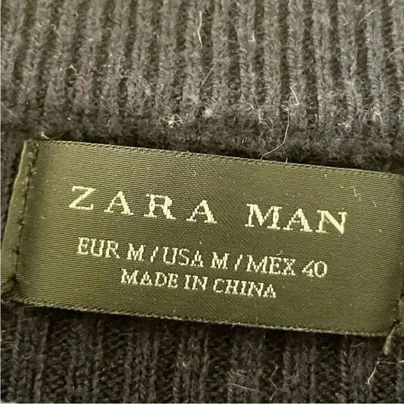 Zara Men Navy Knit Crewneck Long Sleeves Classic Cozy Warm Sweater SZ M # 1028 - Picture 11 of 11